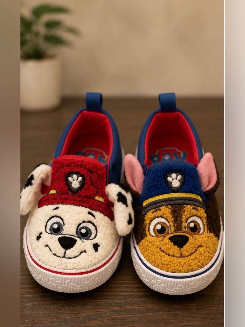 Paw Patrol Character Slip-On Sneakers in Red, Blue, White, Brown